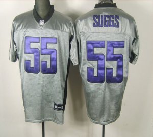 Jerseys Factory Cheap Ravens #55 Terrell Suggs Grey Shadow Stitc