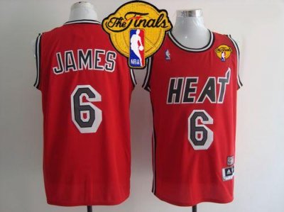 Jerseys Factory Cheap Heat #6 LeBron James Red Hardwood Classics