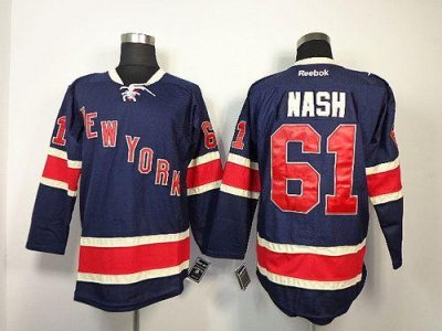 Jerseys Factory Cheap Rangers #61 Rick Nash Dark Blue Third Embr