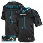 Jerseys Factory Cheap Nike Panthers #1 Cam Newton Lights Out Bla