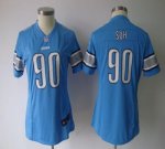 Jerseys Factory Cheap Nike Lions #90 Ndamukong Suh Light Blue Te