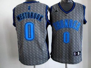 Jerseys Factory Cheap Thunder #0 Russell Westbrook Grey Static F