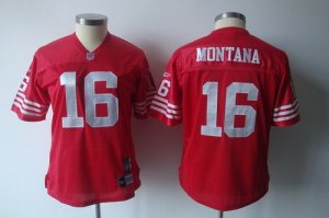 Jerseys Factory Cheap 49ers #16 Joe Montana Red Women's Throwbac