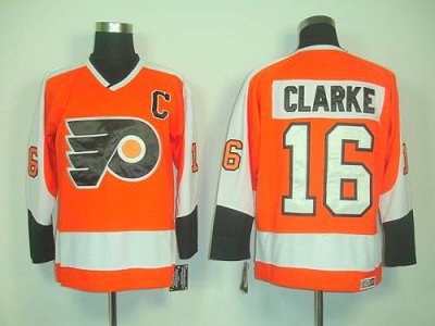 Jerseys Factory Cheap Flyers #16 Clarke Orange CCM Throwback Emb