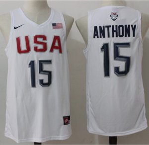 Jerseys Factory Cheap Nike Team USA #15 Carmelo Anthony White 20