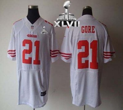 Jerseys Factory Cheap Nike 49ers #21 Frank Gore White Super Bowl