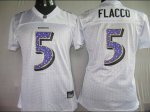 Jerseys Factory Cheap Ravens #5 Joe Flacco White Women's Sweethe