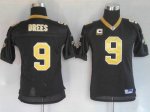 Jerseys Factory Cheap Saints #9 Drew Brees Black Embroidered You