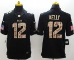 Jerseys Factory Cheap Nike Bills #12 Jim Kelly Black Men's Stitc