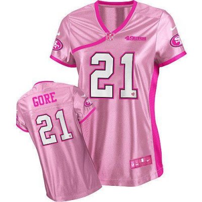 Jerseys Factory Cheap Nike 49ers #21 Frank Gore Pink Women's Be