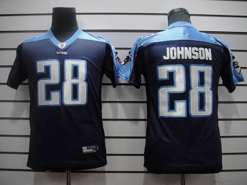 Jerseys Factory Cheap Titans #28 Chris Johnson Dark Blue Embroid