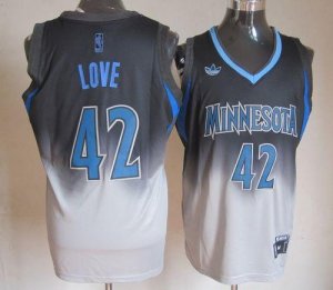 Jerseys Factory Cheap Timberwolves #42 Kevin Love Black/Grey Fad