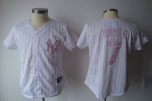 Jerseys Factory Cheap Yankees #7 Mickey Mantle White With Pink S
