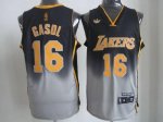 Jerseys Factory Cheap Lakers #16 Pau Gasol Black/Grey Fadeaway F
