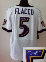 Jerseys Factory Cheap Nike Ravens #5 Joe Flacco White Men's Stit