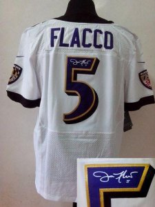 Jerseys Factory Cheap Nike Ravens #5 Joe Flacco White Men's Stit