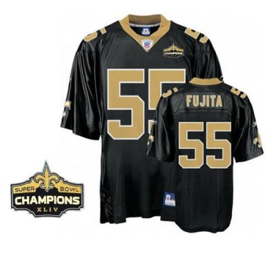 Jerseys Factory Cheap Saints #55 Scott Fujita Black Super Bowl X