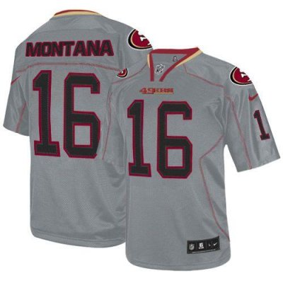 Jerseys Factory Cheap Nike 49ers #16 Joe Montana Lights Out Grey