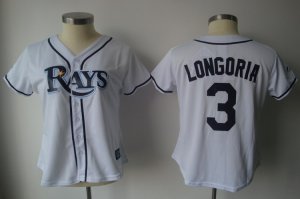 Jerseys Factory Cheap Rays #3 Evan Longoria White Women's Fashio