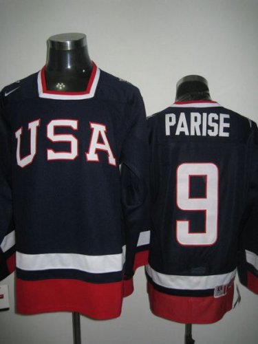 Jerseys Factory Cheap 2010 Olympic Team USA #9 Zach Parise Embro