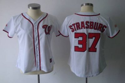 Jerseys Factory Cheap Nationals #37 Stephen Strasburg White Wome