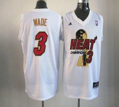 Jerseys Factory Cheap Heat #3 Dwyane Wade White 2012 NBA Champio