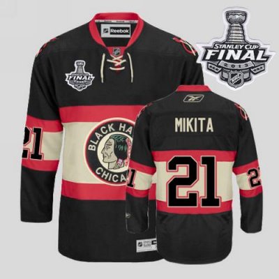 Jerseys Factory Cheap Blackhawks #21 Stan Mikita Embroidered Bla