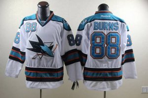 Jerseys Factory Cheap Sharks #88 Brent Burns White Embroidered N