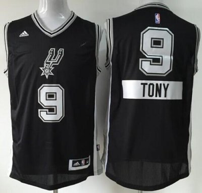 Jerseys Factory Cheap Spurs #9 Tony Parker Black 2014-15 Christm