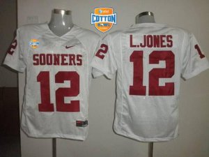 Jerseys Factory Cheap Sooners #12 Landy Jones White AT&T Cotton