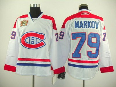 Jerseys Factory Cheap Canadiens #79 Andrei Markov Embroidered Wh