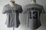 Jerseys Factory Cheap Red Sox #13 Carl Crawford Grey Women's Fas