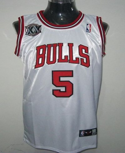 Jerseys Factory Cheap Bulls #5 Carlos Boozer White With 20TH Emb