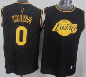 Jerseys Factory Cheap Lakers #0 Nick Young Black Precious Metals