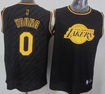 Jerseys Factory Cheap Lakers #0 Nick Young Black Precious Metals