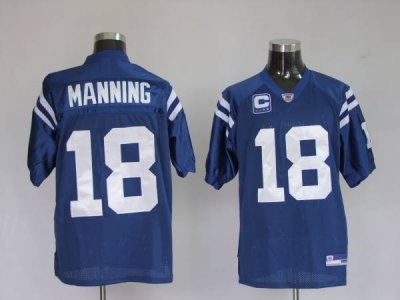 Jerseys Factory Cheap Colts #18 Peyton Manning Blue With C Patch