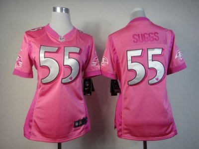 Jerseys Factory Cheap Nike Ravens #55 Terrell Suggs Pink Women's