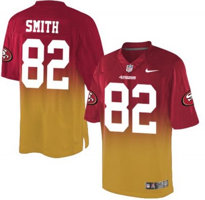 Jerseys Factory Cheap Nike 49ers #82 Torrey Smith Red/Gold Men's