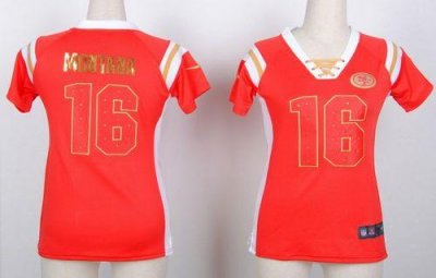 Jerseys Factory Cheap Nike 49ers #16 Joe Montana Red Women's Emb