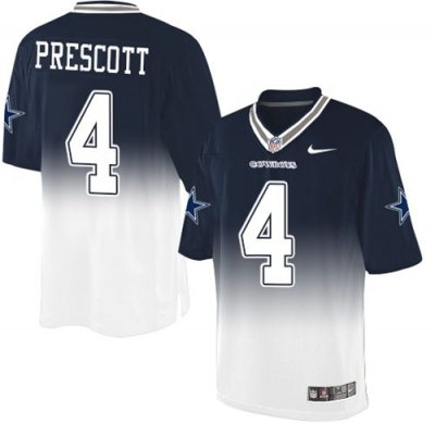 Jerseys Factory Cheap Nike Cowboys #4 Dak Prescott Navy Blue/Whi