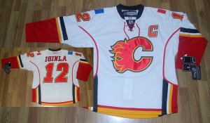 Jerseys Factory Cheap Flames #12 Jarome Iginla Embroidered White