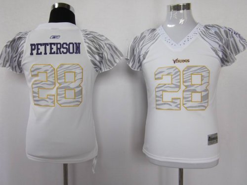 Jerseys Factory Cheap Vikings #28 Adrian Peterson White Women's