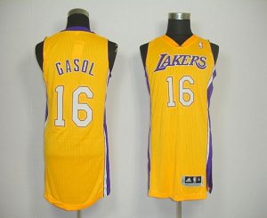 Jerseys Factory Cheap Revolution 30 Lakers #16 Pau Gasol Yellow