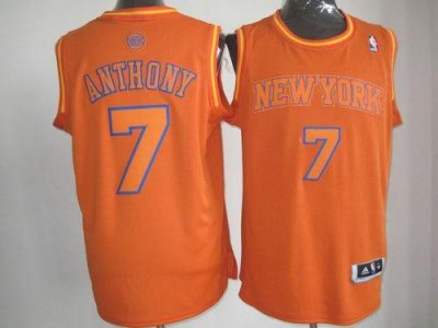 Jerseys Factory Cheap Knicks #7 Carmelo Anthony Orange Big Color