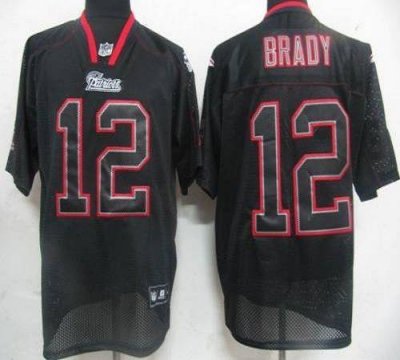 Jerseys Factory Cheap Patriots #12 Tom Brady Lights Out Black Em