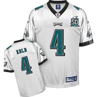 Jerseys Factory Cheap Eagles Kevin Kolb #4 White Team 50TH Anniv