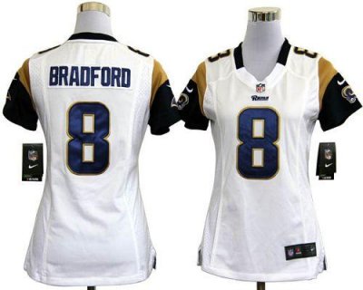 Jerseys Factory Cheap Nike Rams #8 Sam Bradford White Women's Em