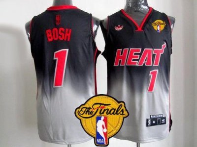Jerseys Factory Cheap Heat #1 Chris Bosh Black/Grey Fadeaway Fas