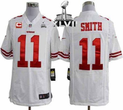 Jerseys Factory Cheap Nike 49ers #11 Alex Smith White With C Pat