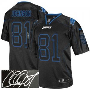 Jerseys Factory Cheap Nike Lions #81 Calvin Johnson Lights Out B